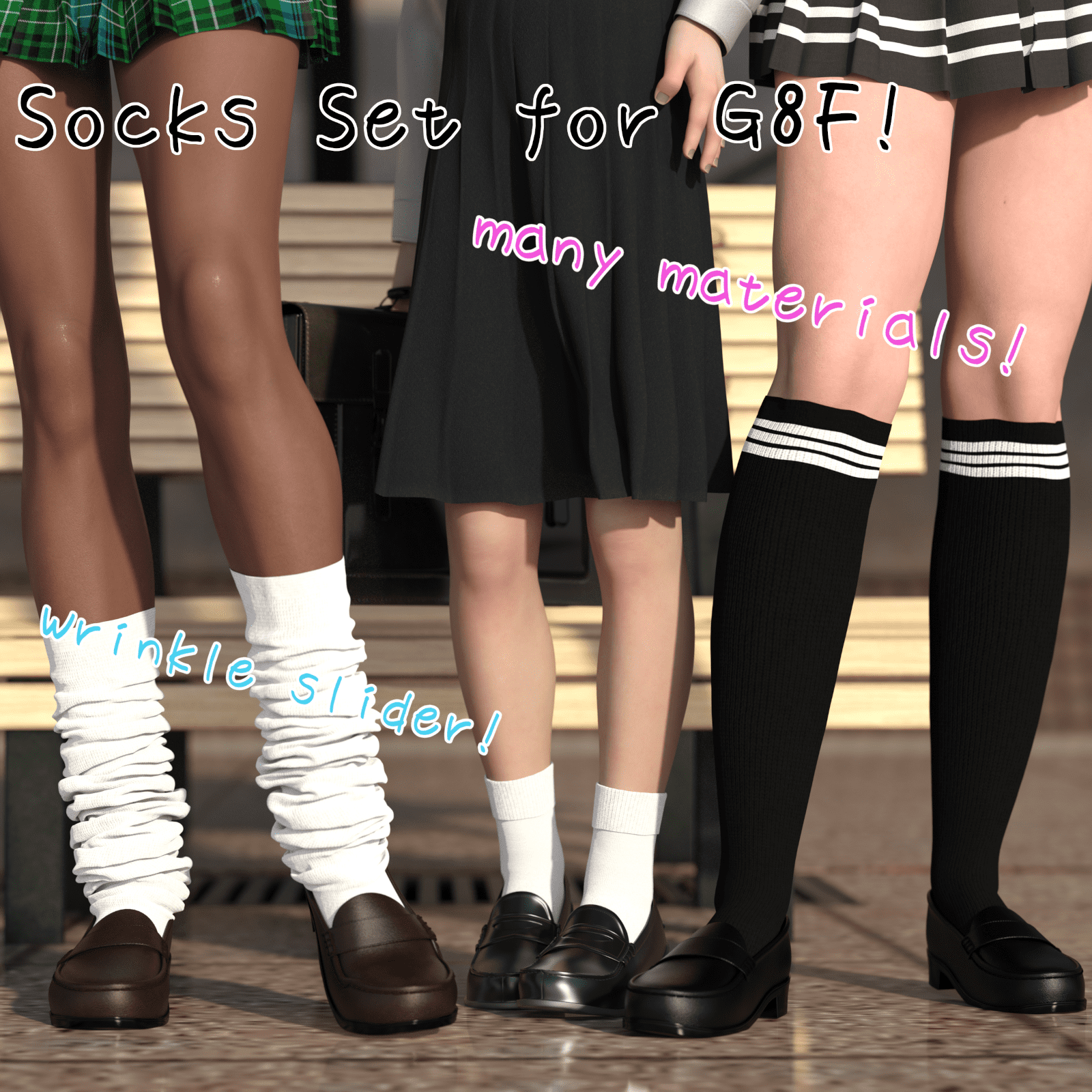 Cute Socks Set for G8F_DAZ3D下载站