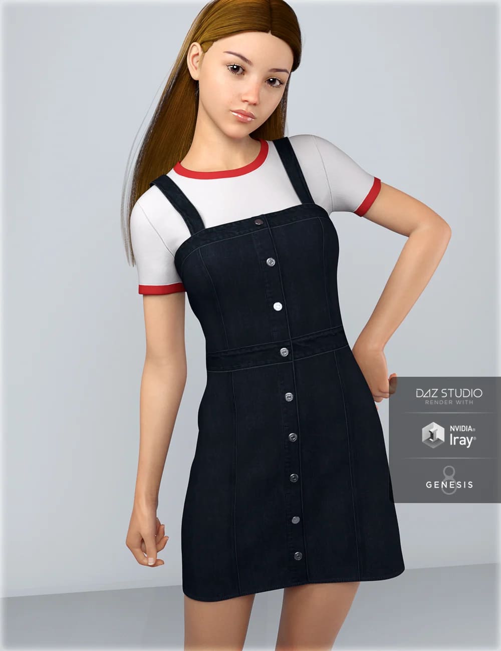 dForce HnC Denim Mini Dress Outfit for Genesis 8 Females_DAZ3DDL