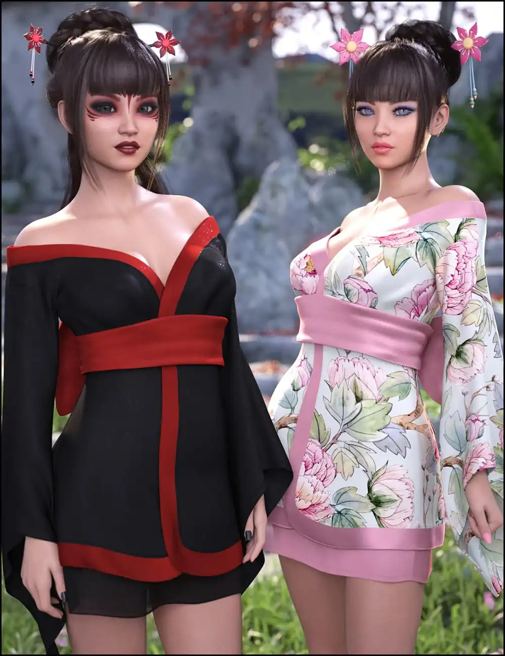 dForce Koharu Kimono Textures_DAZ3D下载站