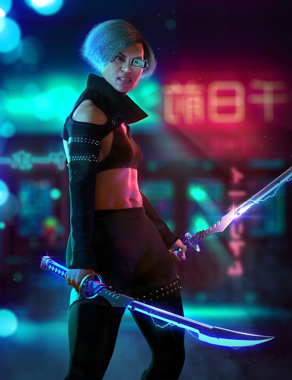 Future Samurai Animations with Sword for Genesis 8.1 Female and Noska 8.1_DAZ3D下载站