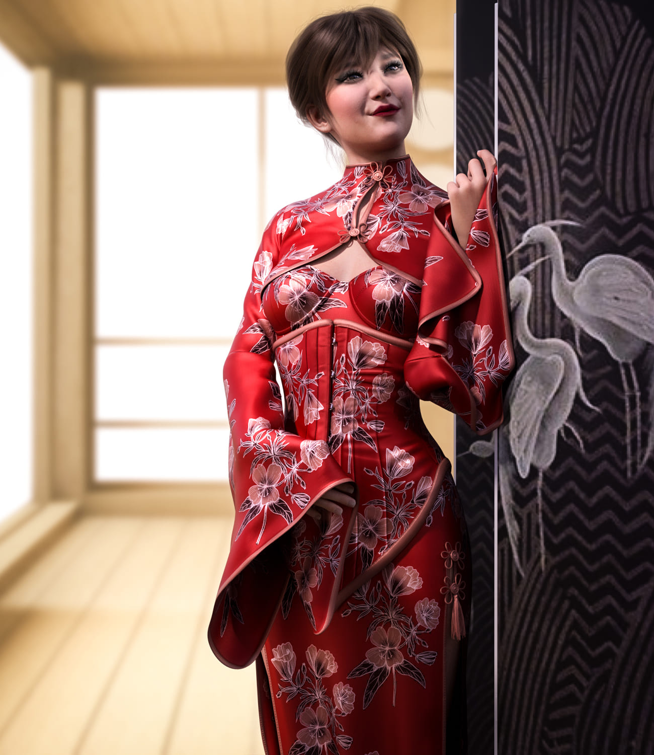 Midnight Kimono dforce outfit for Genesis 8 & 8.1 Female(s)_DAZ3D下载站