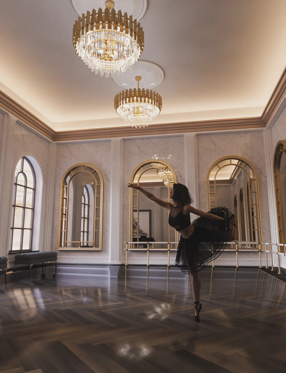 Ballet Dance Room_DAZ3D下载站