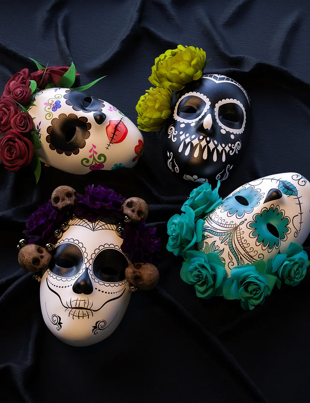 BW Day of the Dead Masks for Genesis 8 and 8.1 Females_DAZ3D下载站