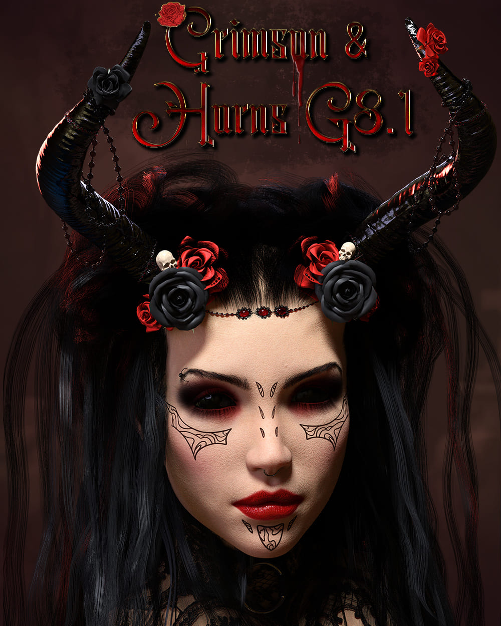 Crimson and Horns for Genesis 8.1 Female_DAZ3D下载站