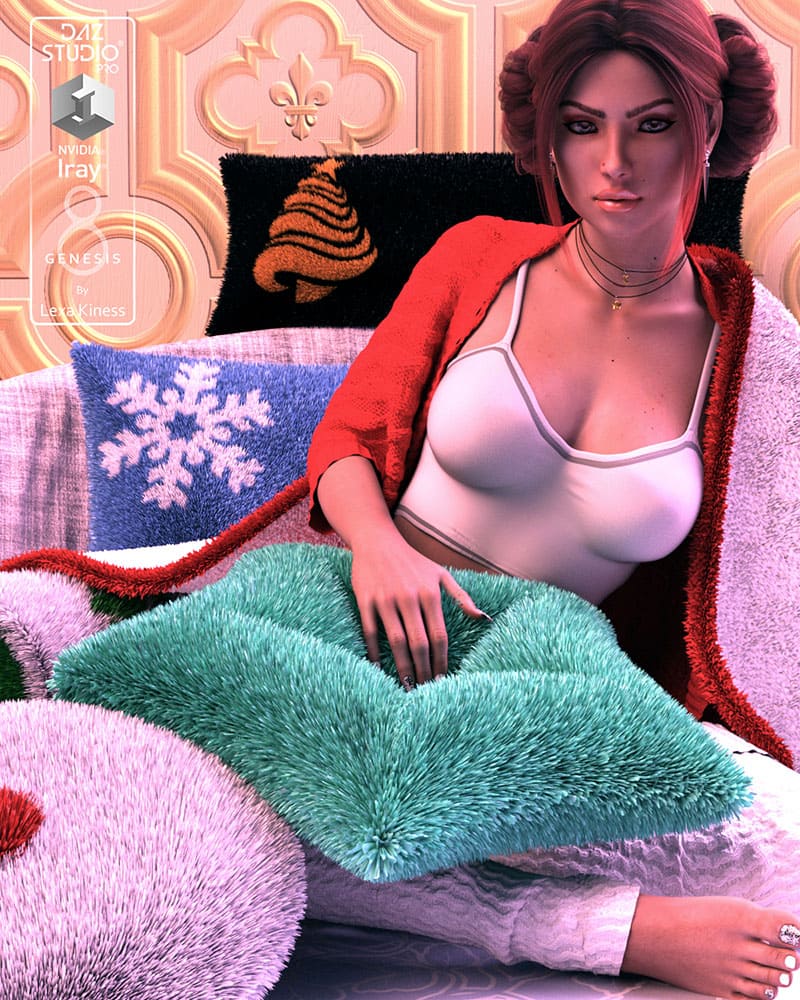 Cuddly Pillows And dForce Blanket – Props And Poses For Genesis 8_DAZ3DDL