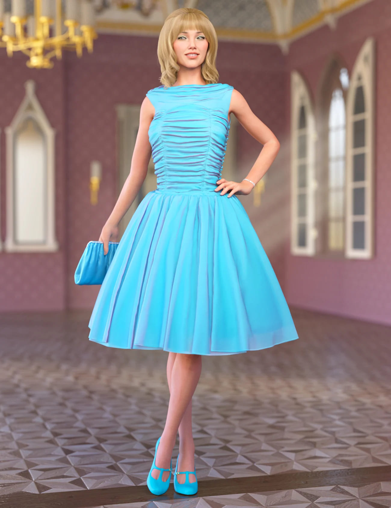 dForce 50s Prom Dress for Genesis 8 and 8.1 Females_DAZ3DDL