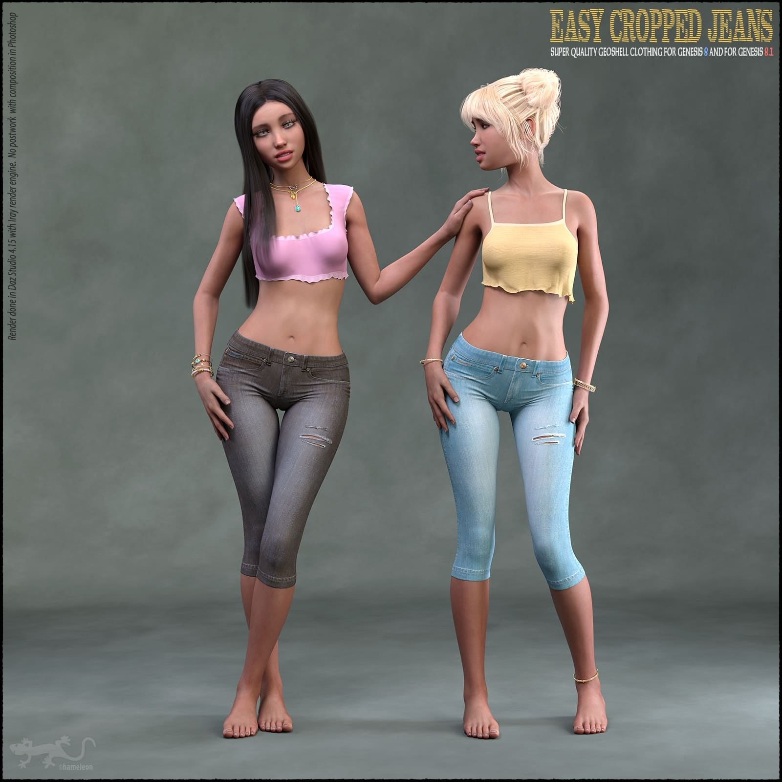 Easy Cropped Jeans for Genesis 8 and 8.1_DAZ3D下载站