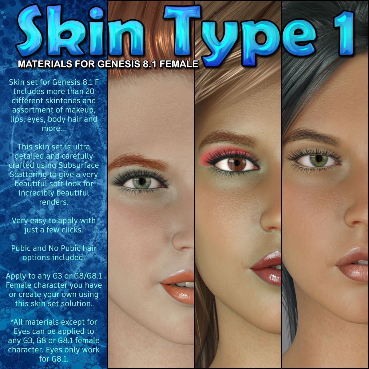 Exnem Skin Type 1 for Genesis 8.1 Female_DAZ3D下载站