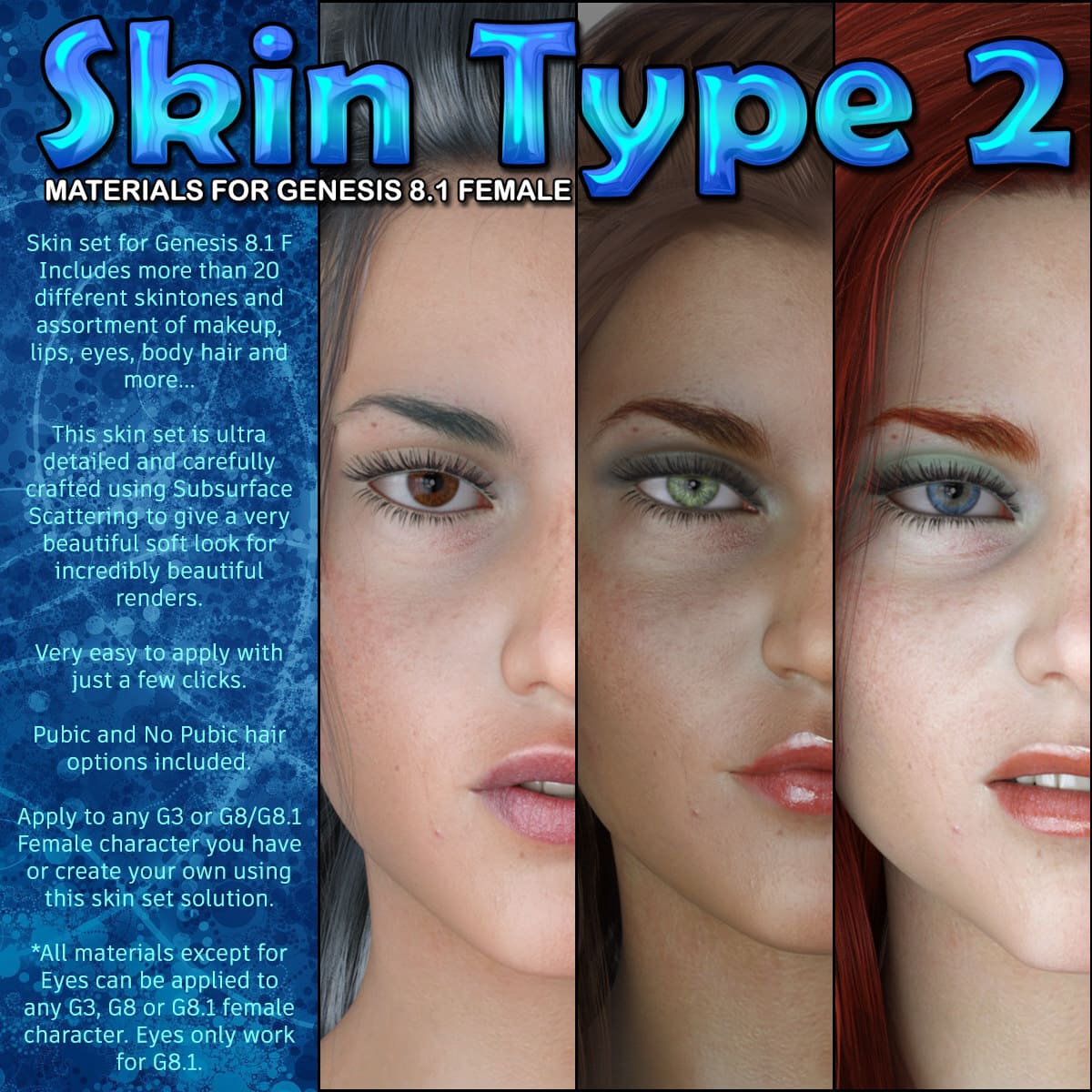 Exnem Skin Type 2 for Genesis 8.1 Female_DAZ3D下载站