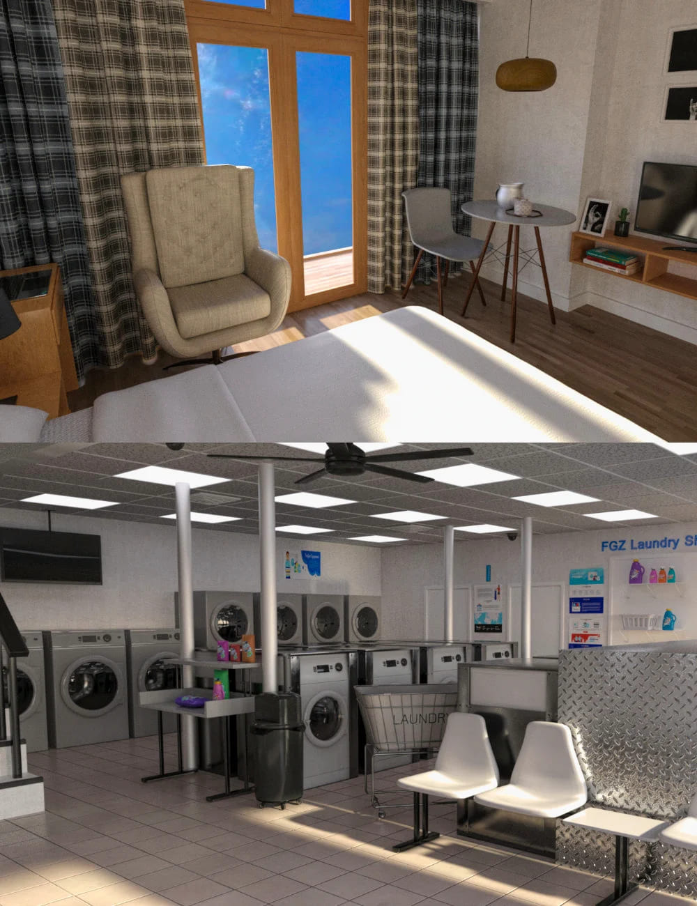 FG Apartment and Laundry Shop_DAZ3D下载站