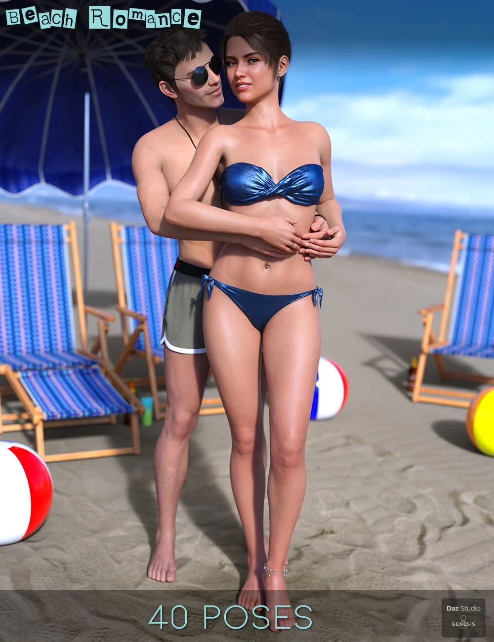 IM Beach Romance Poses for Genesis 8_DAZ3D下载站