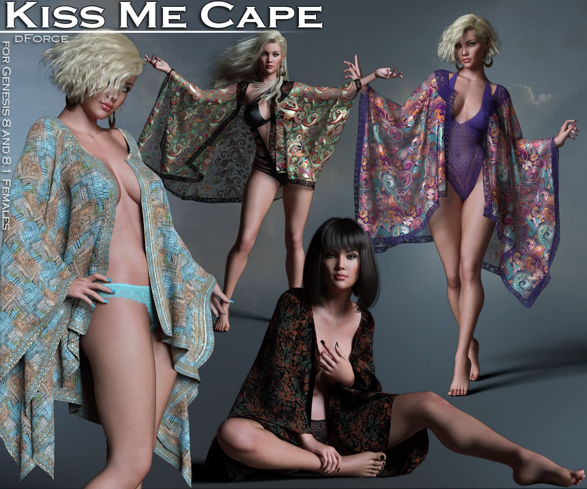 Kiss Me Cape for G8 and G8.1 Females_DAZ3D下载站