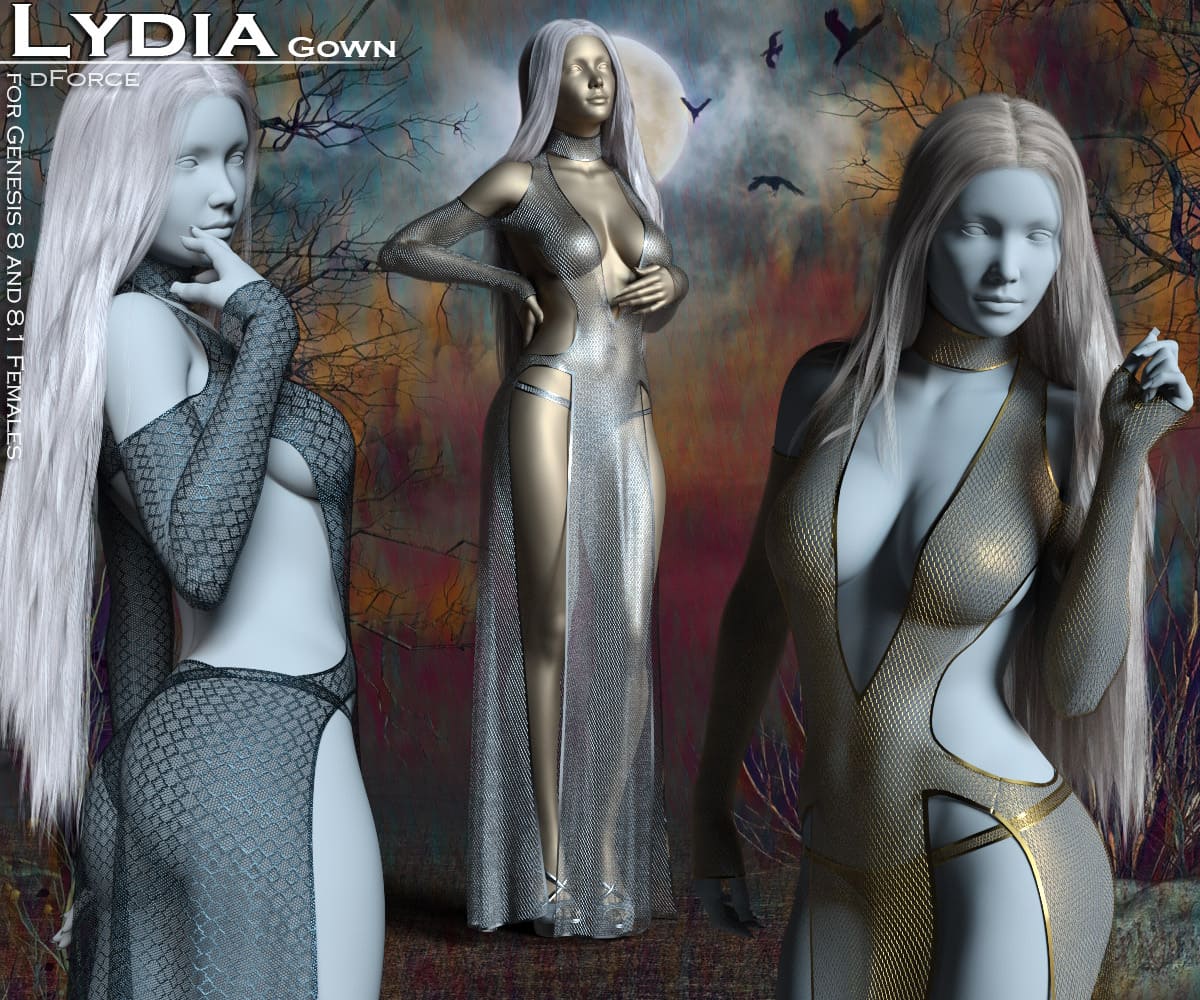 Lydia Gown for Genesis 8 and 8.1 Females_DAZ3D下载站