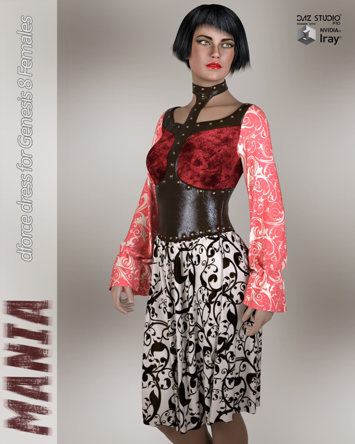 Mania dForce dress for Genesis 8 Females_DAZ3D下载站