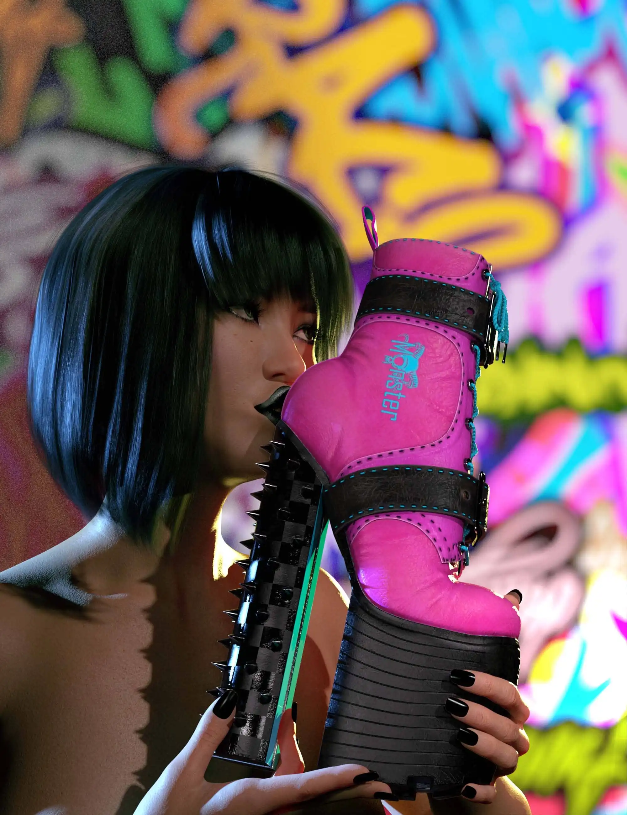 Punisher Boots for Genesis 8 and 8.1 Females_DAZ3D下载站