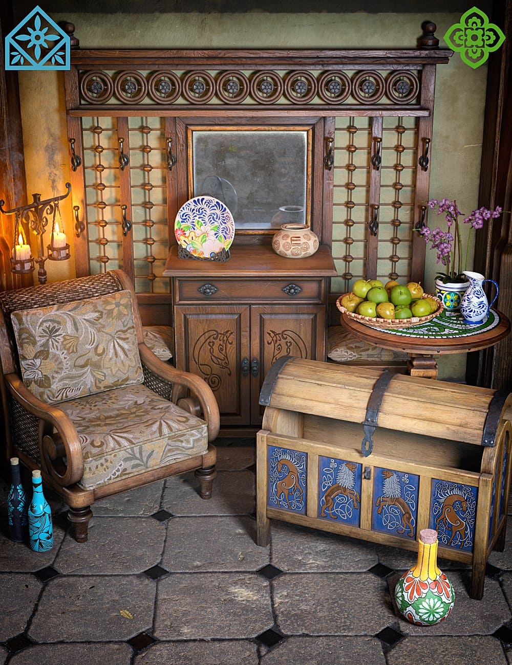 ROG Fantasy Home – Entrance Furniture Set_DAZ3D下载站