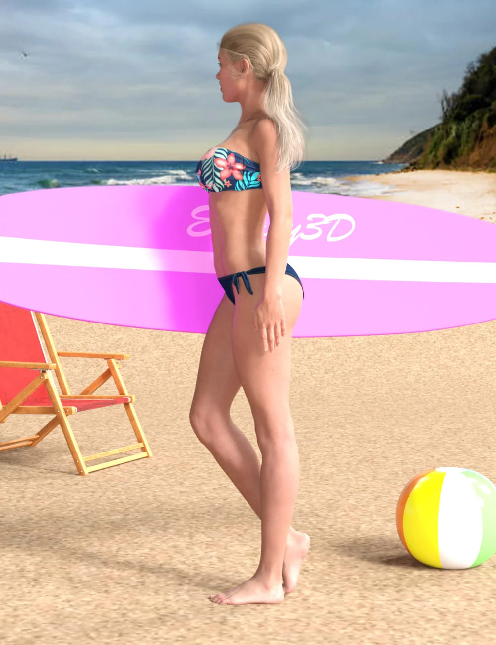 Surfer Poses for Genesis 8 Female_DAZ3D下载站