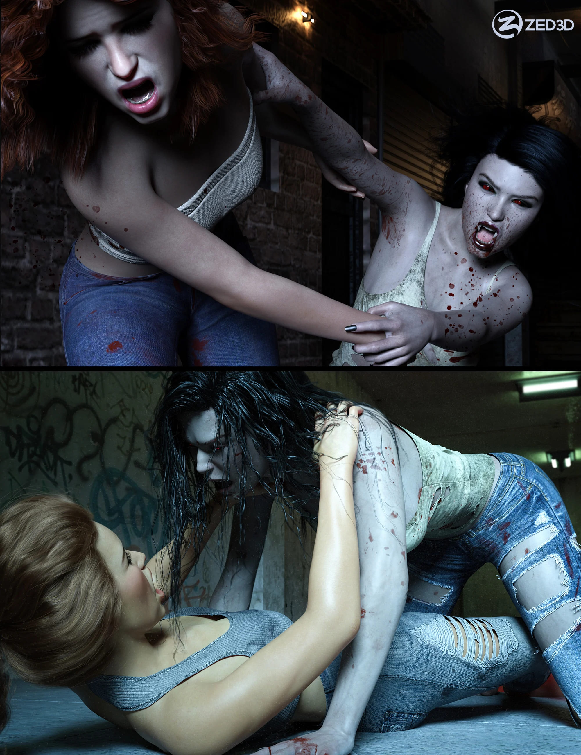 Z Haunted Couple Poses for Genesis 8 and 8.1_DAZ3D下载站