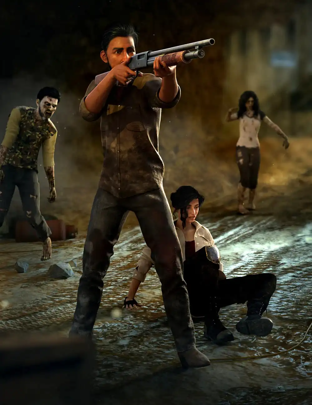 Zombie Survivor Animations for Genesis 8.1 Male and Genesis 8.1 Female_DAZ3D下载站