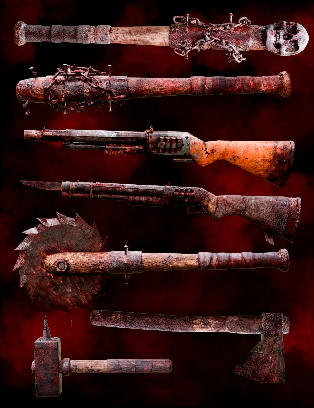 Zombie Weapons Set_DAZ3D下载站