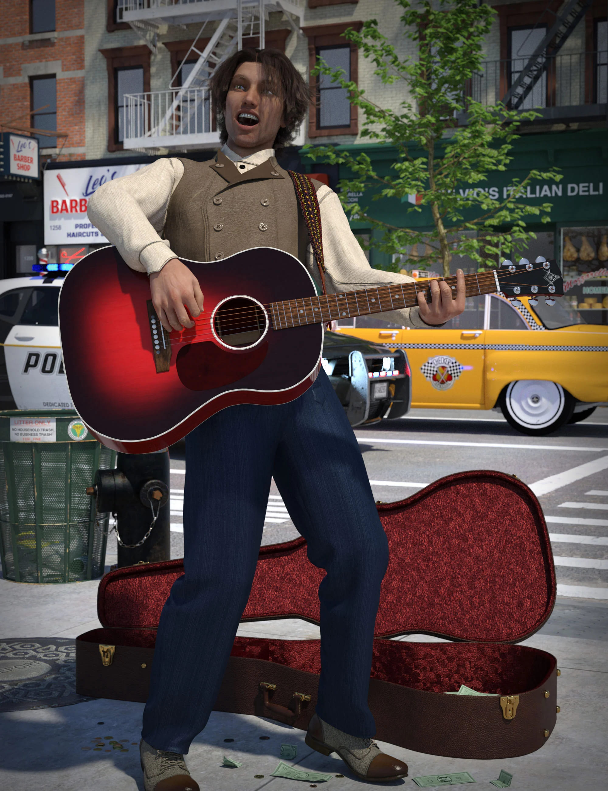 Acoustic Guitar and Poses for Genesis 8_DAZ3D下载站