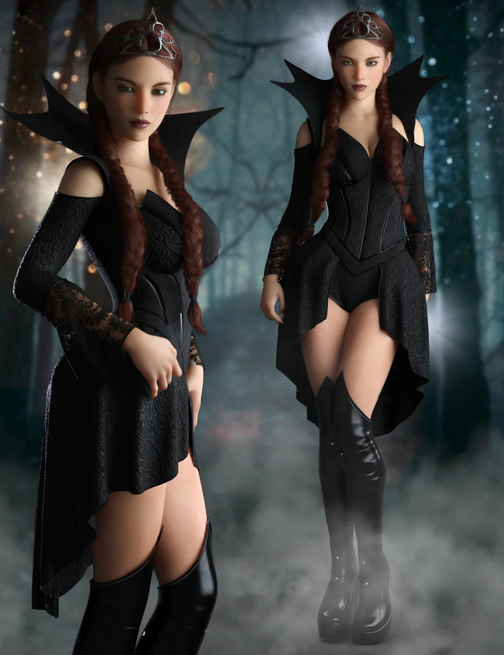 dForce Dark Princess Outfit Set for Genesis 8 and 8.1 Females_DAZ3D下载站