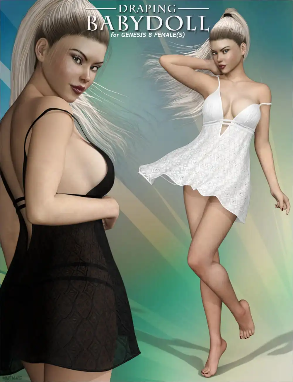 Draping Baby Doll Lingerie for Genesis 8 Female(s)_DAZ3D下载站