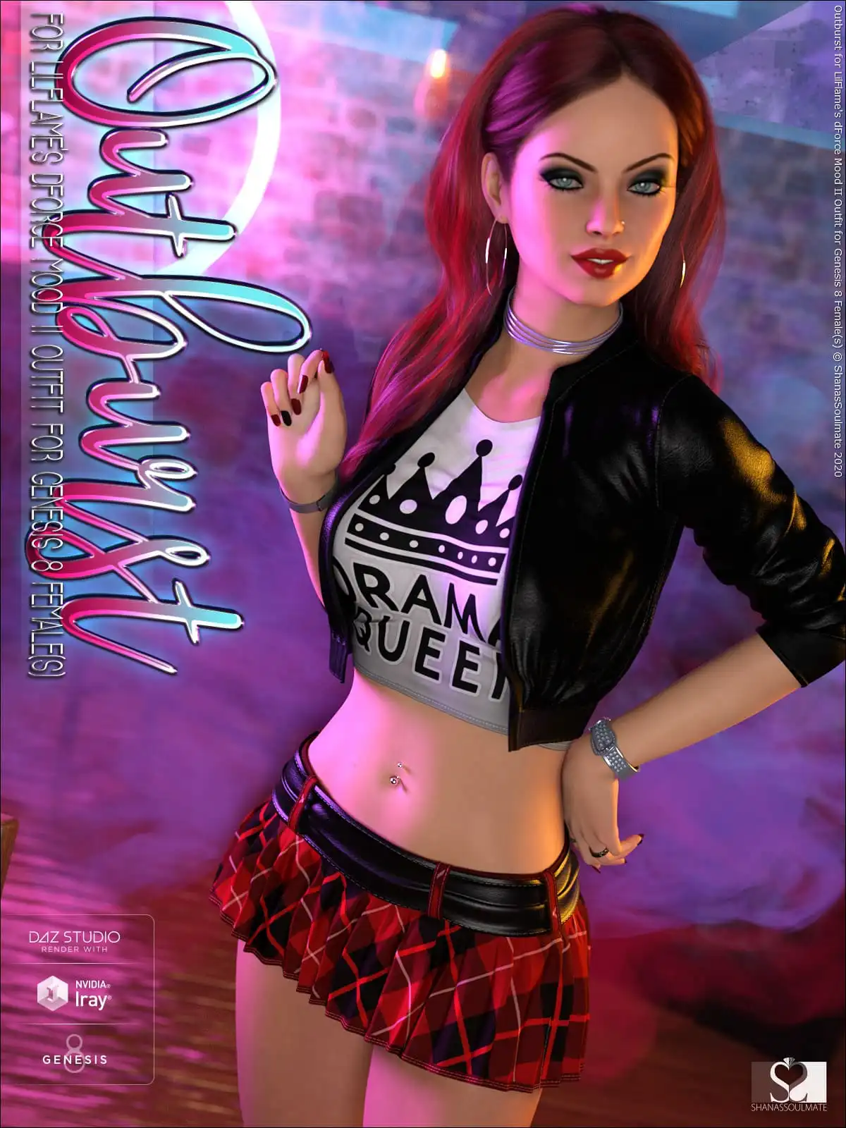 Outburst for dForce Mood II Outfit for Genesis 8 Female(s)_DAZ3D下载站
