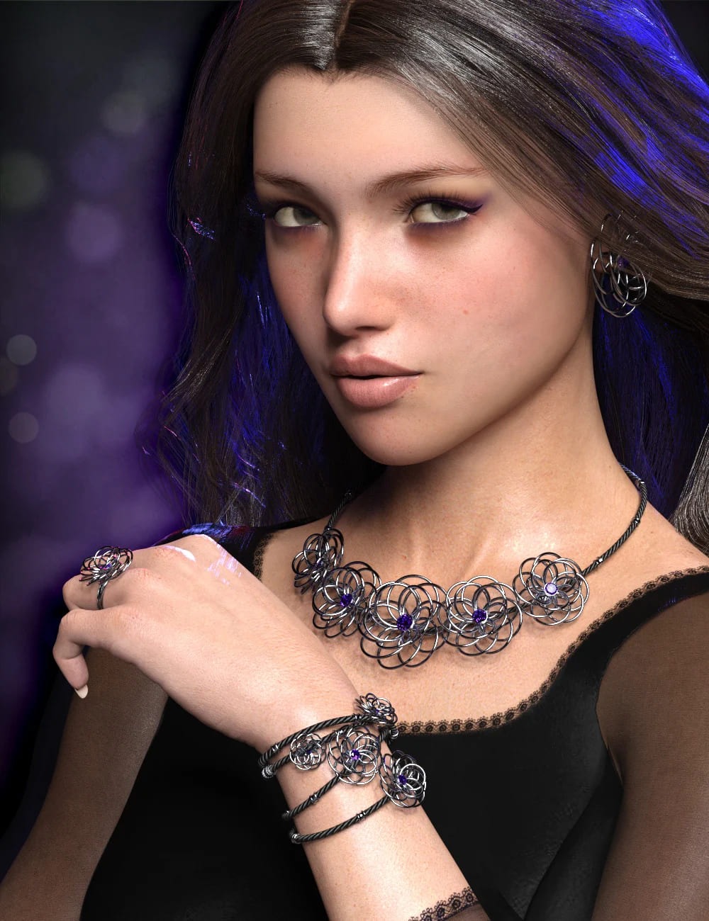Precious Flower Jewelry for Genesis 8 Female(s)_DAZ3D下载站