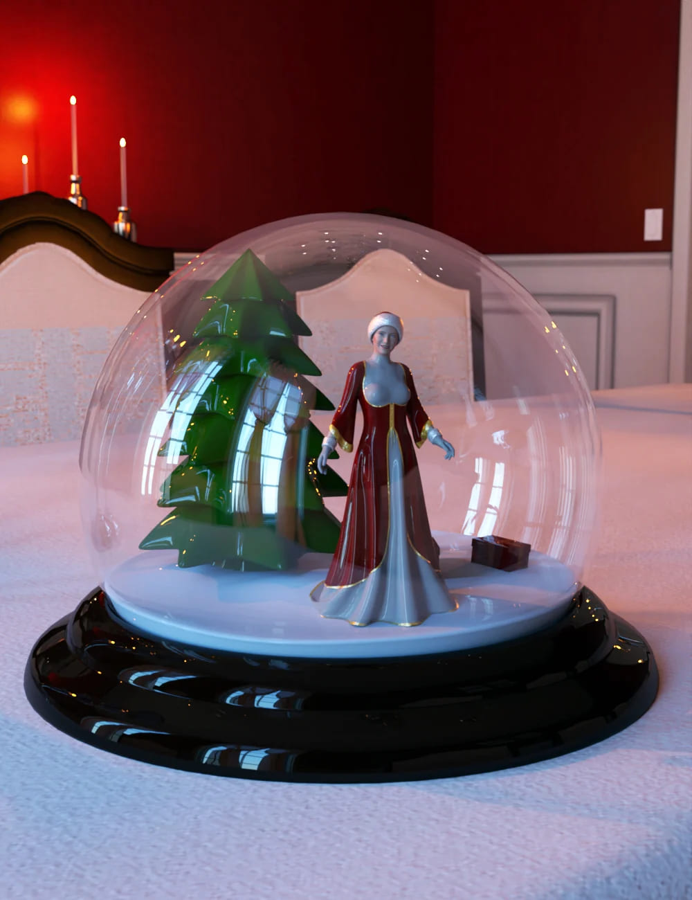 Christmas Snow Globe and Poses for Genesis 8 Female_DAZ3D下载站