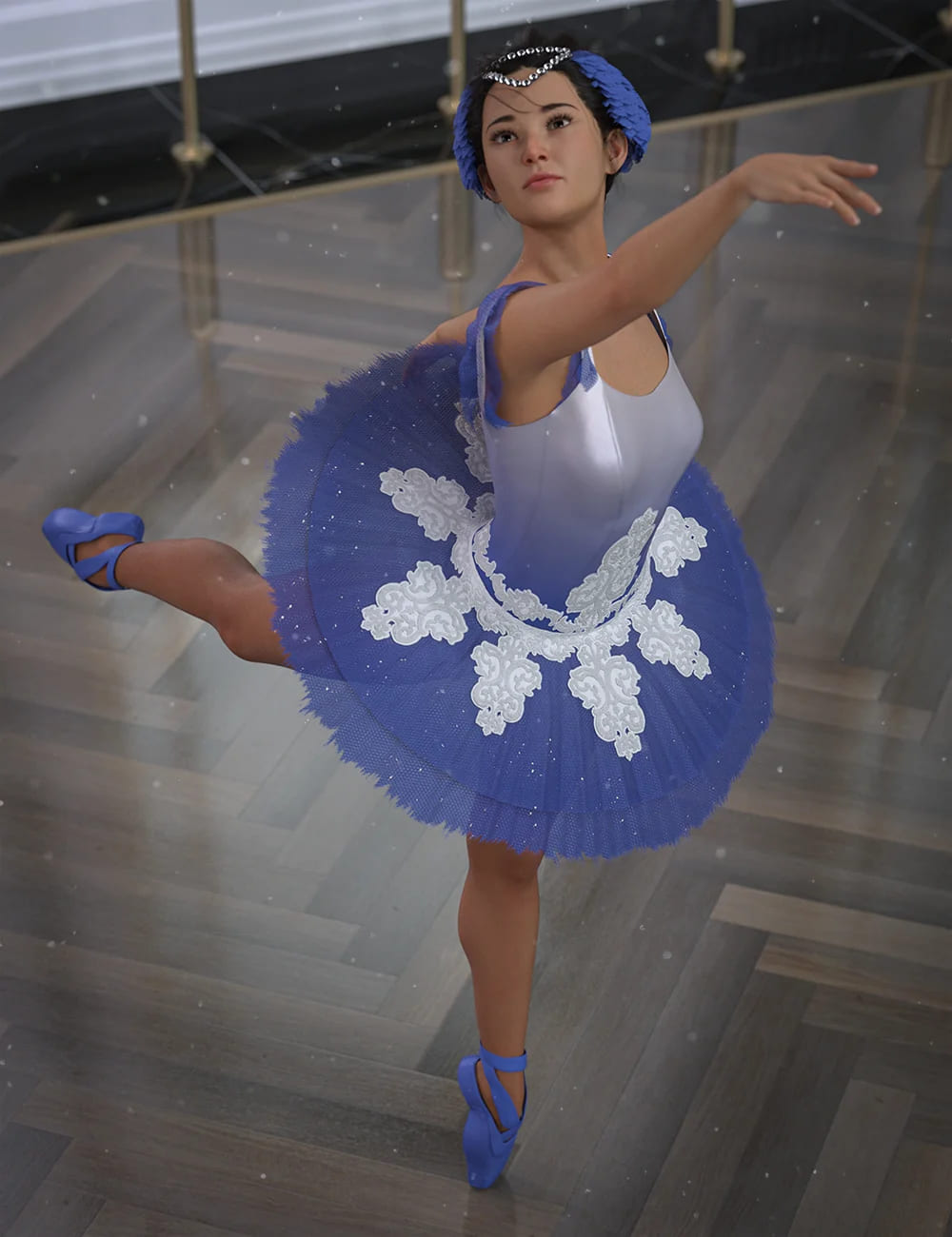 dForce Clara Ballerina Outfit for Genesis 8 and 8.1 Females_DAZ3D下载站