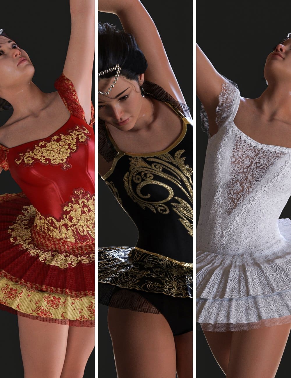 dForce Clara Ballerina Outfit Textures_DAZ3D下载站