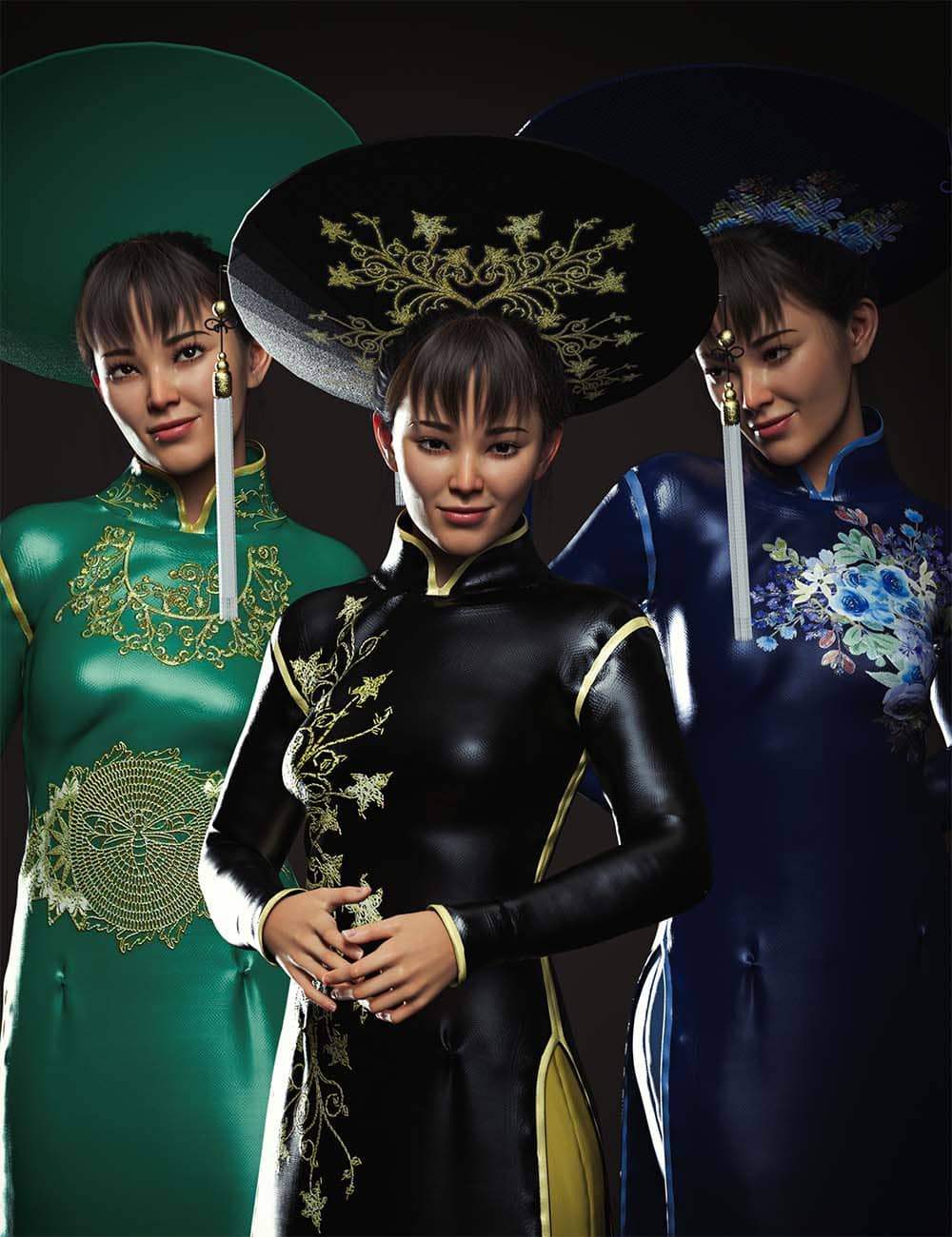 dForce Clara Vietnamese Princess Outfit Textures_DAZ3D下载站