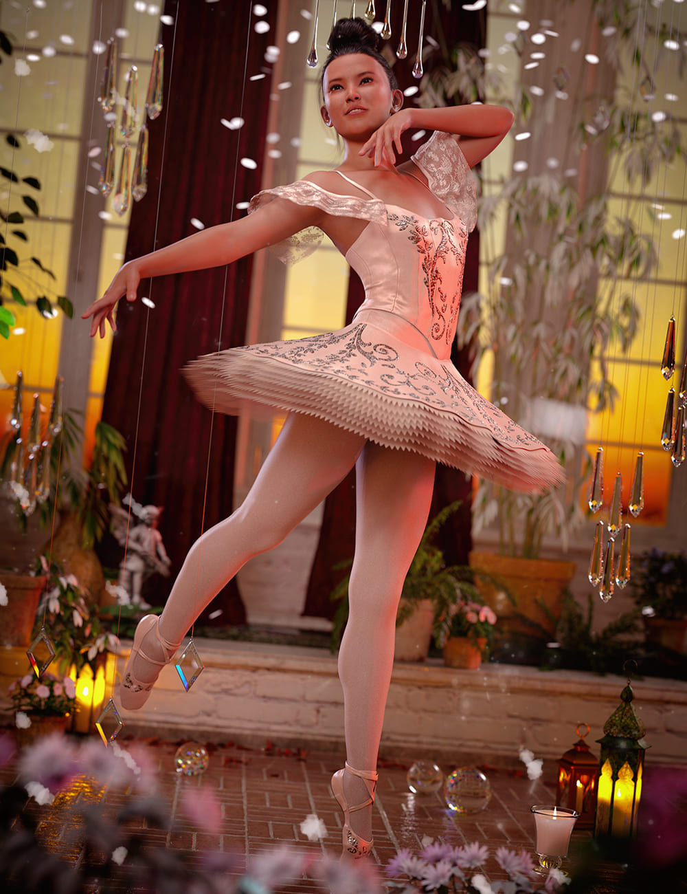 dForce Classic Ballet Outfit for Genesis 8 Females_DAZ3D下载站