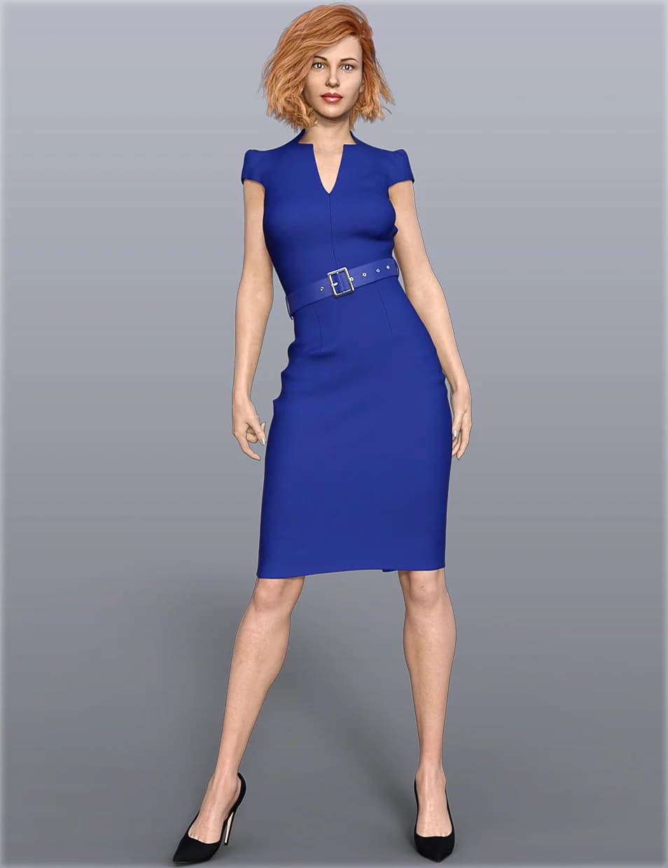 dForce H&C Belted Office Dress Outfit for Genesis 8 Female(s)_DAZ3D下载站