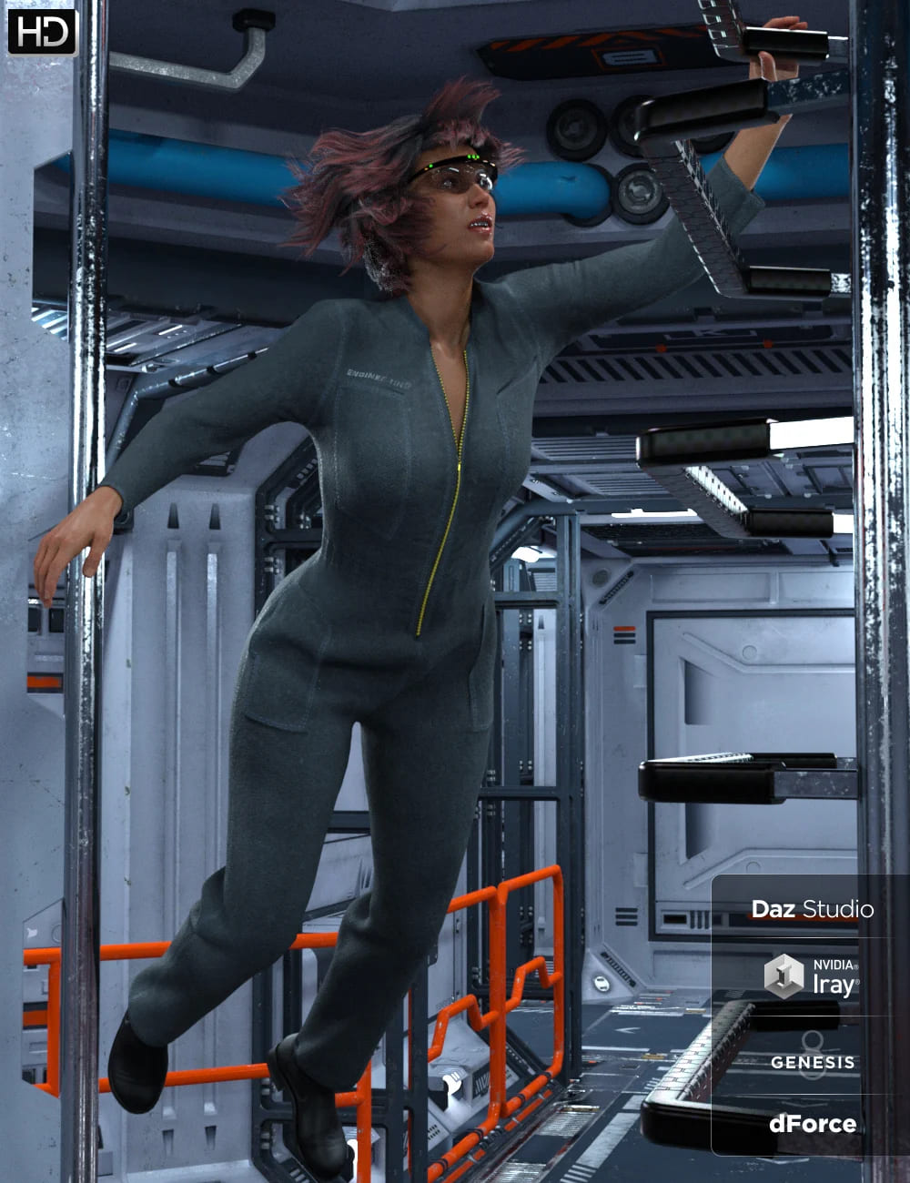 dForce Space Tech Utility Jumpsuit for Genesis 8 Female(s)_DAZ3D下载站