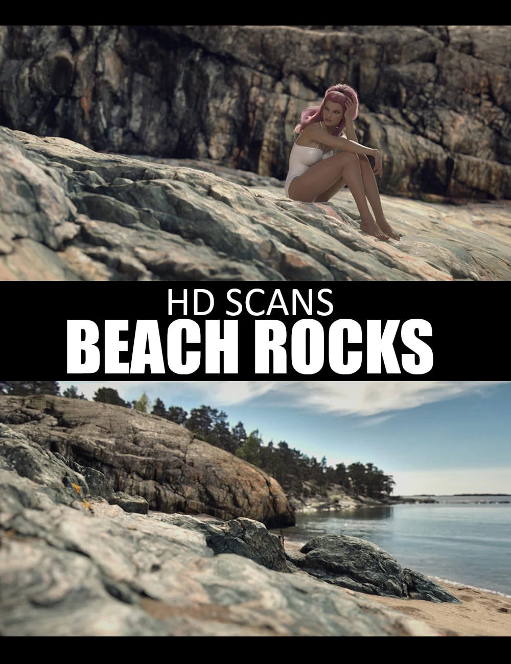 HD Scans Beach Rocks_DAZ3D下载站