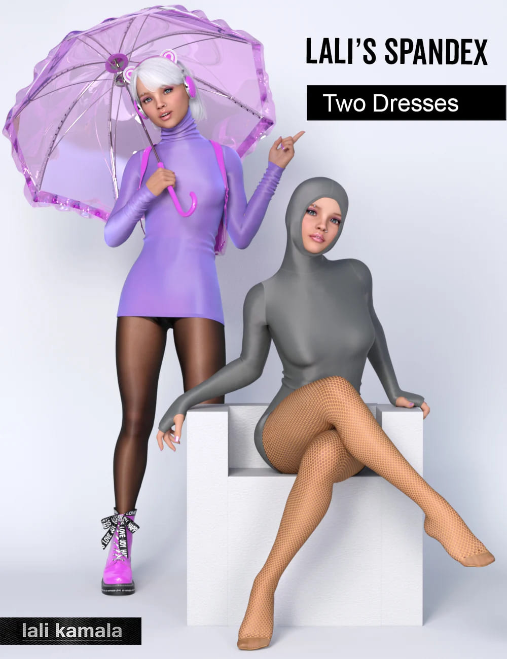 Lali’s Spandex Two Dresses with dForce for Genesis 8 and 8.1 Females_DAZ3D下载站