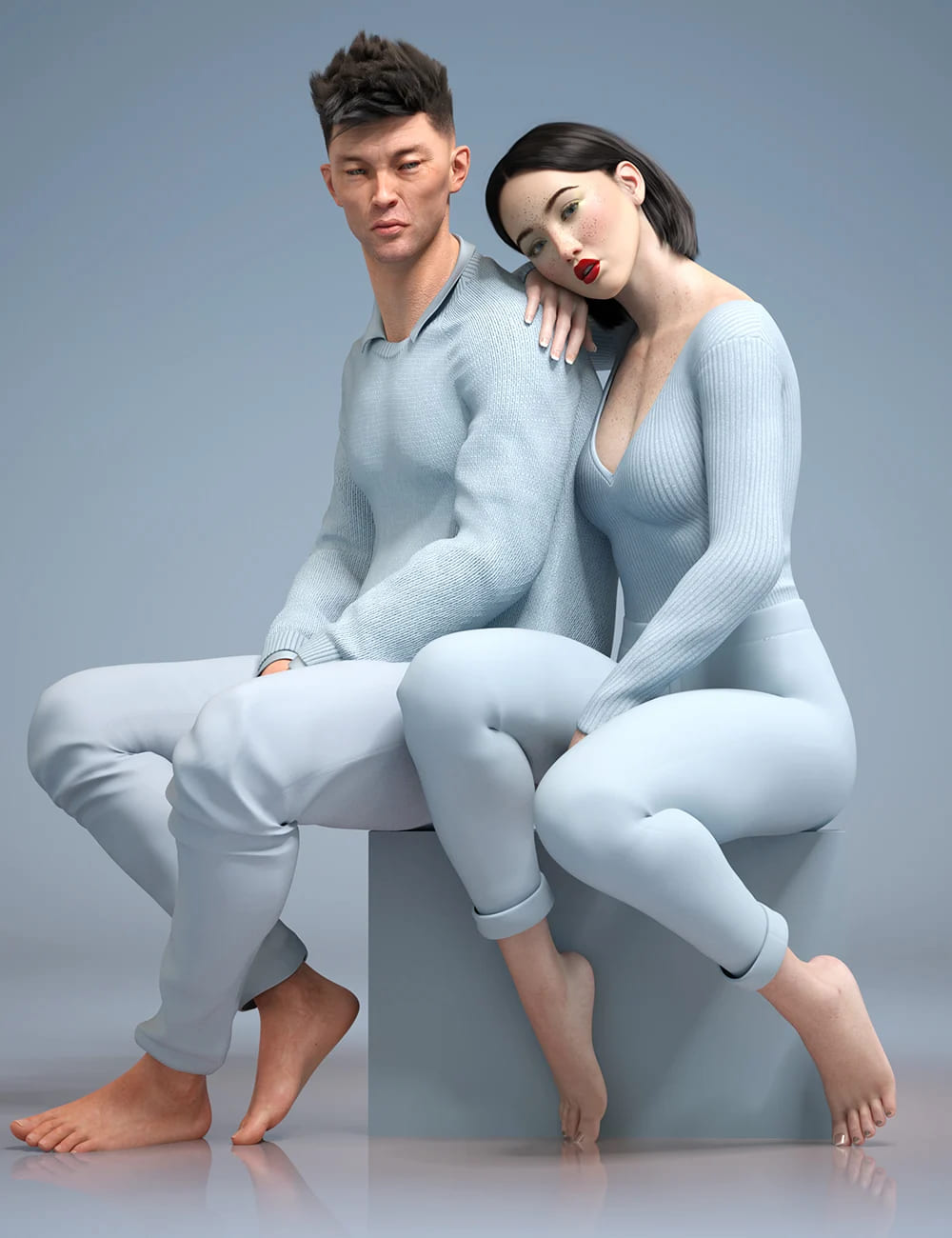 Lookbook for Two Poses and Expressions for Genesis 8.1 Male and Female_DAZ3DDL