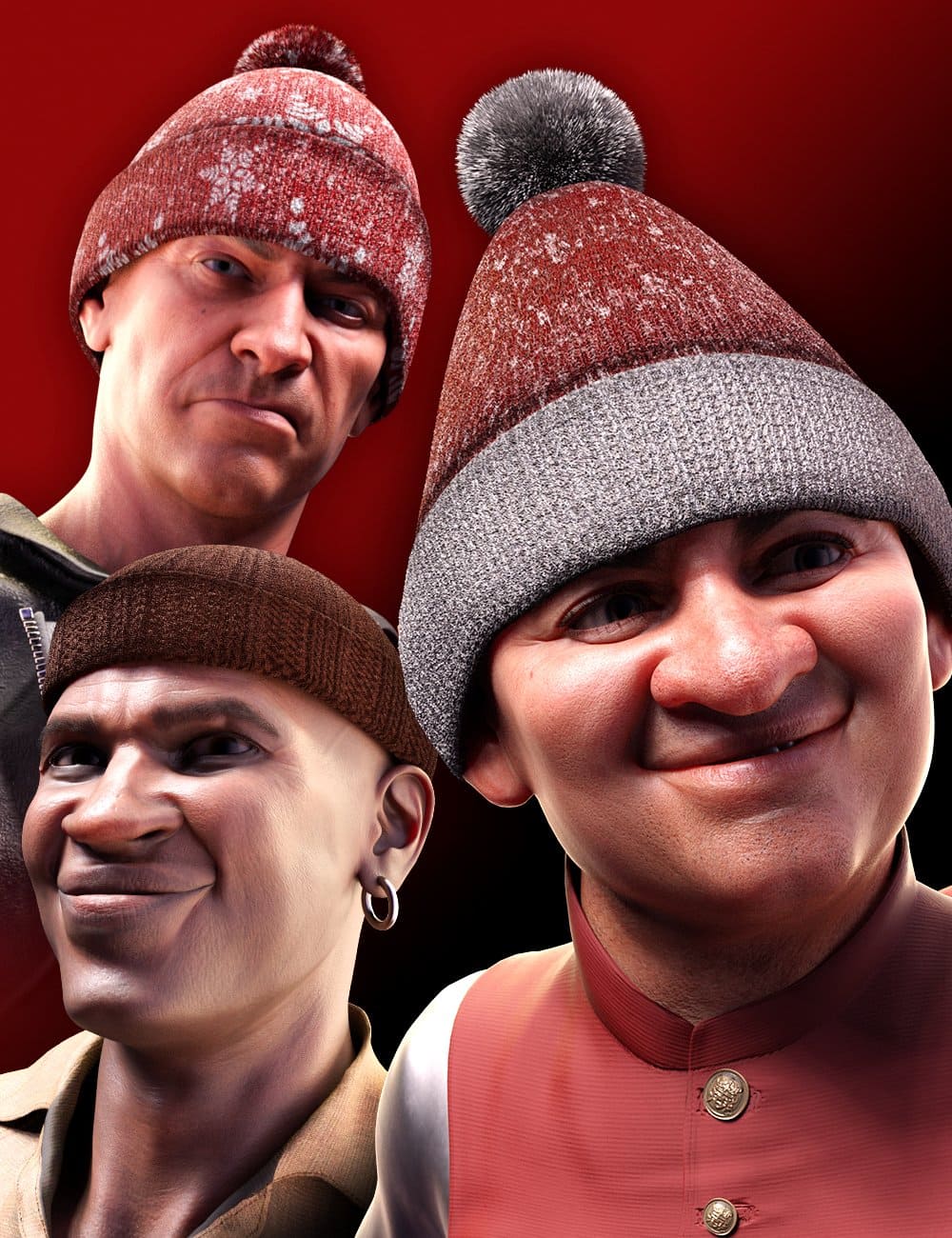 M3D Christmas Knitted Hat for Genesis 8 and 8.1 MAles_DAZ3D下载站