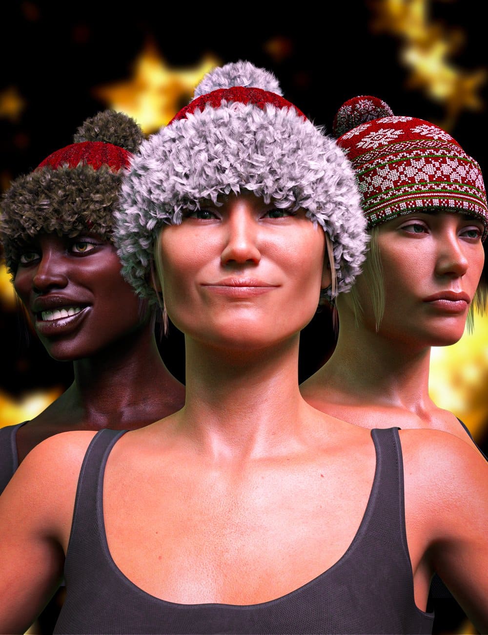 M3D Christmas Knitted Hat For Genesis 8 Females and Genesis 8.1 Females_DAZ3D下载站