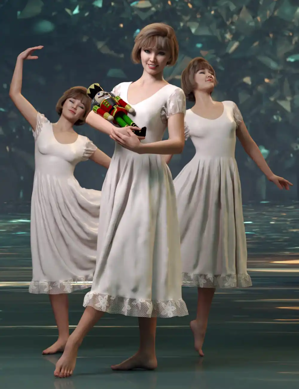 Nutcracker Dance Poses for Clara 8.1 and Genesis 8.1 Female_DAZ3D下载站