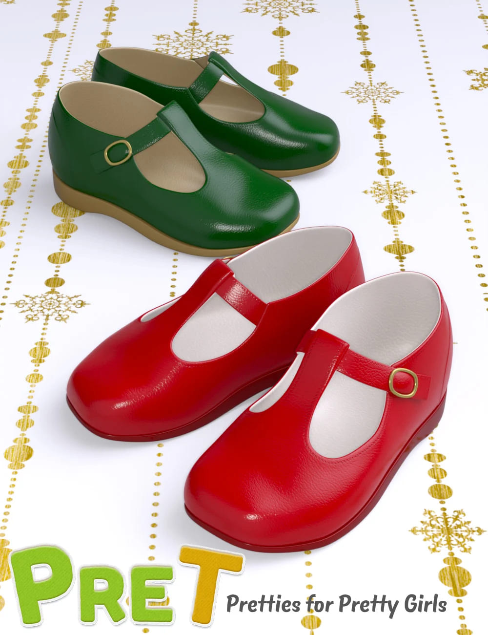 PreT Girls T-Strap Shoes for Genesis 8 Females_DAZ3DDL