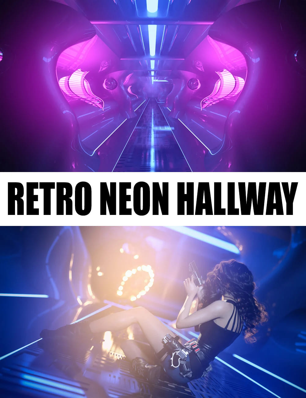 Retro Neon Hallway_DAZ3DDL