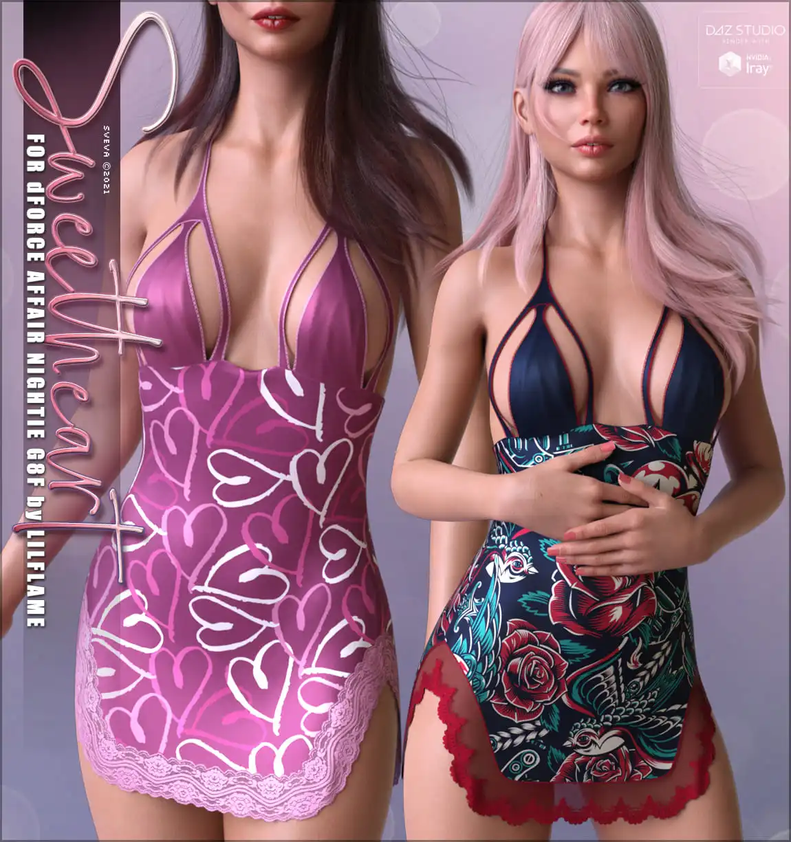 Sweetheart for dForce Affair Nightie G8F_DAZ3DDL