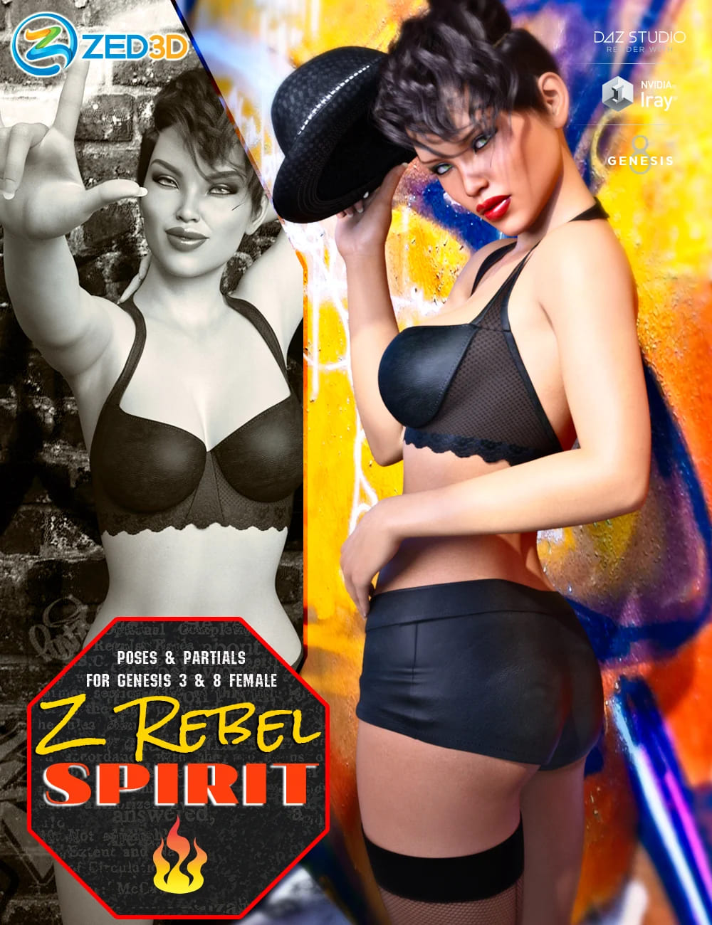 Z Rebel Spirit Poses and Partials for Genesis 3 and 8 Female_DAZ3D下载站