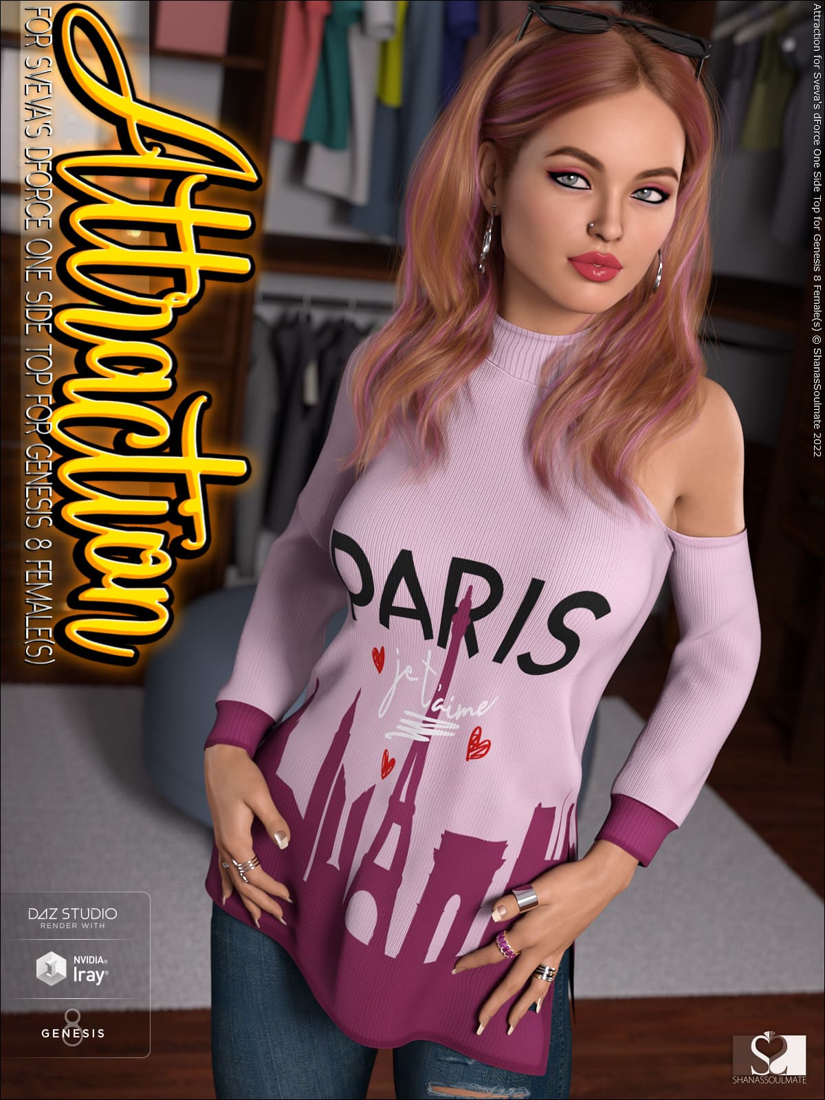 Attraction for dForce One Side Top for Genesis 8 Females_DAZ3D下载站
