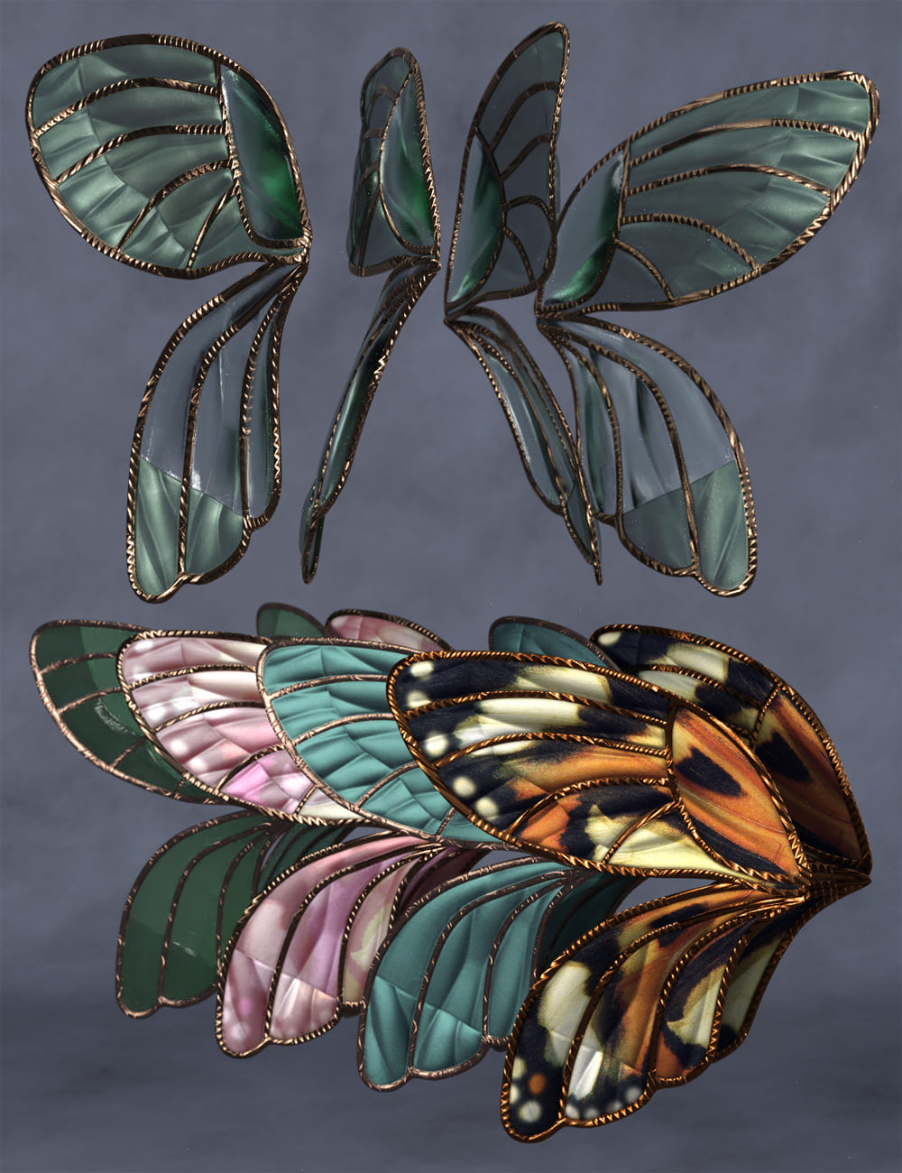 Copperwhirl Wings for Genesis 8 and 8.1 Females_DAZ3D下载站