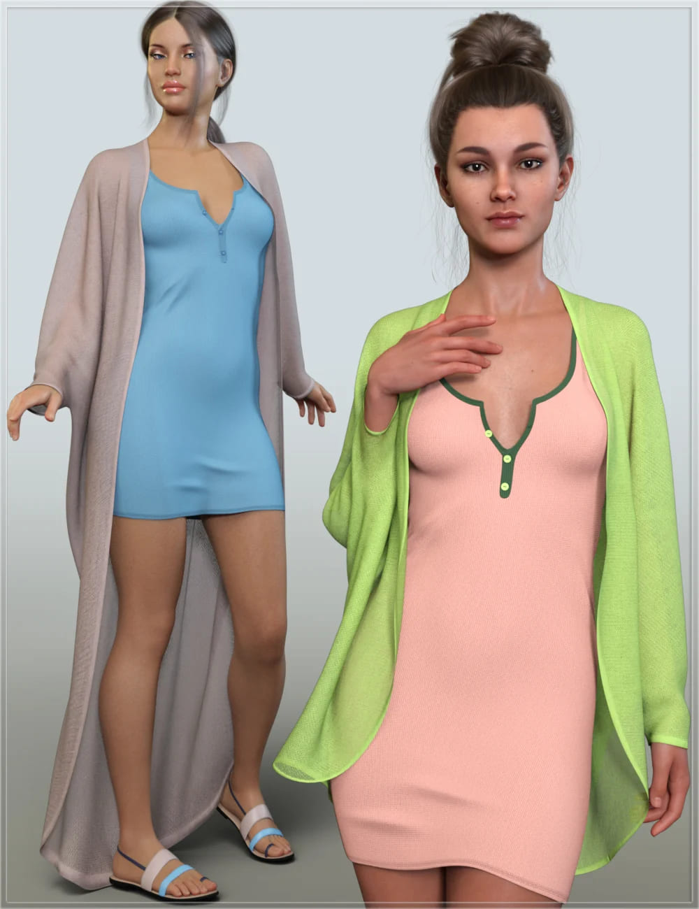 dForce Casual Summer Outfit for Genesis 8 and 8.1 Females_DAZ3D下载站