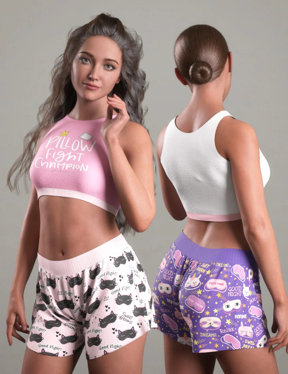 dForce Comfy Homewear Outfit for Genesis 8 and 8.1 Females_DAZ3DDL